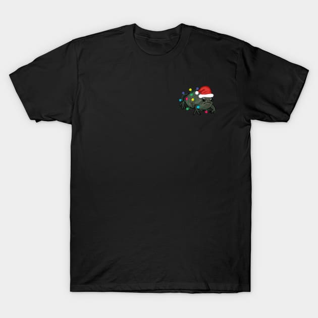 Black Desert Rain Frog Santa Hat Christmas Tree Lights T-Shirt by okpinsArtDesign